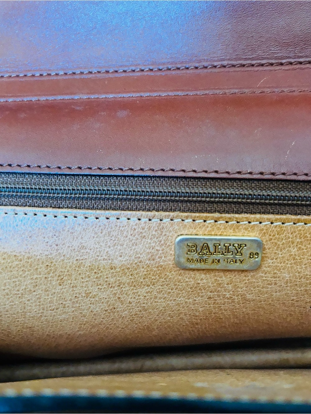 Bally Black Leather Wristlet with Brown Leather Trim and Brass Lock Accent - Picture 7 of 9